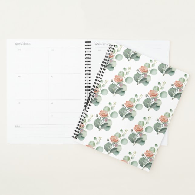 Watercolor Blooms and Eucalyptus Botanical Pattern Planer (Anzeige)