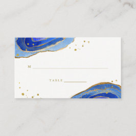 Watercolor Blue and Gold Geode Wedding Escort Card Platzkarte