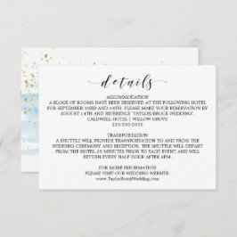 Watercolor Blue and Gold Wedding Details Card Begleitkarte