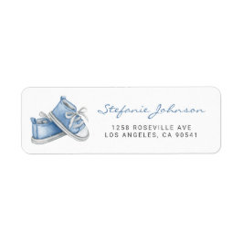 Watercolor Blue Baby Shoes Babydusche