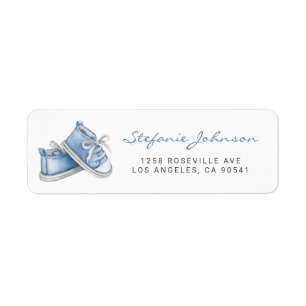 Watercolor Blue Baby Shoes Babydusche