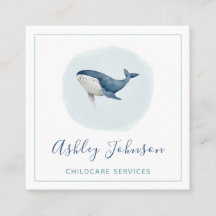 Watercolor Blue Baby Whale Babysitter Kinderbetreu