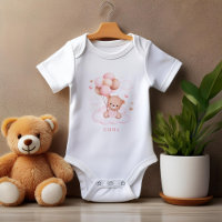 Watercolor Blue Balloon Teddy Bär Personalisiert