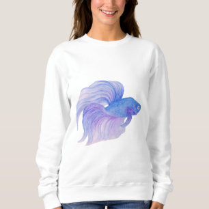 Watercolor Blue Betta Fish Sweatshirt