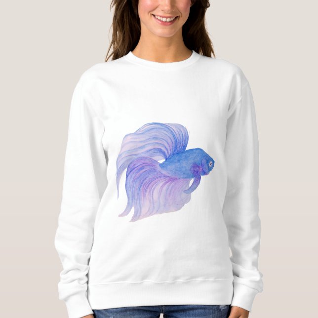 Watercolor Blue Betta Fish Sweatshirt (Vorderseite)