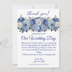 Watercolor Blue Blume-Wedding Vielen Dank Einladung