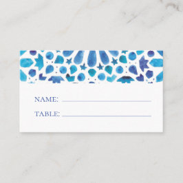 Watercolor Blue Boho Tile Platzkarte