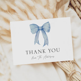 Watercolor Blue Bow Baby Boy Dusche Vielen Dank Dankeskarte