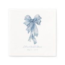 Watercolor Blue Bow Brautparty Napkins