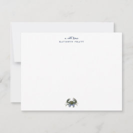 Watercolor Blue Crab Classic Personalized Mitteilungskarte