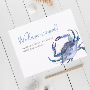 Watercolor Blue Crab Moving Announcement Postcard Postkarte