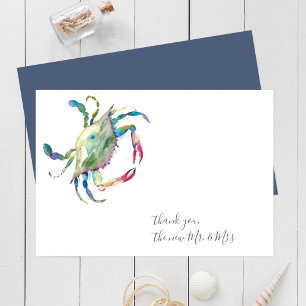 Watercolor Blue Crab Thank You Stationery Mitteilungskarte