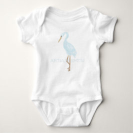 Watercolor Blue Crane Baby Strampler