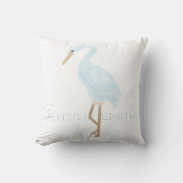 Watercolor Blue Crane Kissen (Vorderseite)