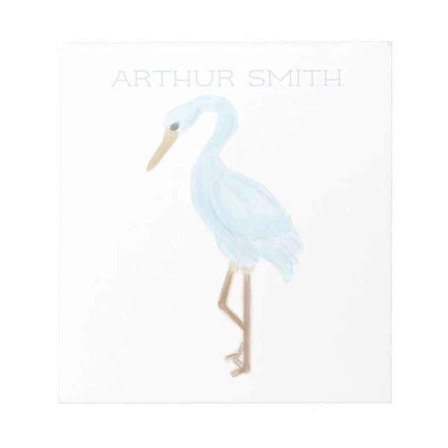 Watercolor Blue Crane Notizblock (Vorderseite)