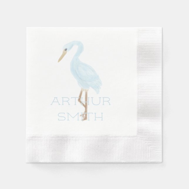 Watercolor Blue Crane Serviette (Vorderseite)