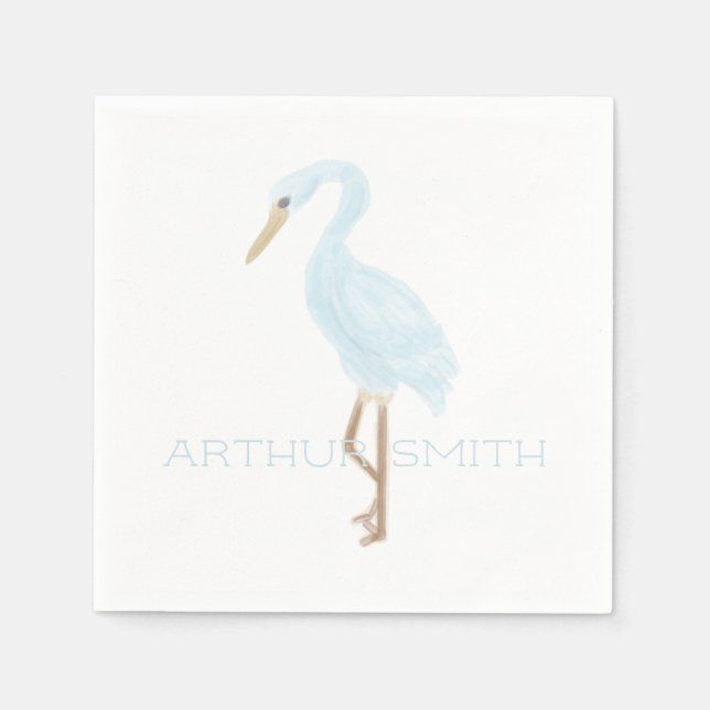 Watercolor Blue Crane Serviette (Vorderseite)