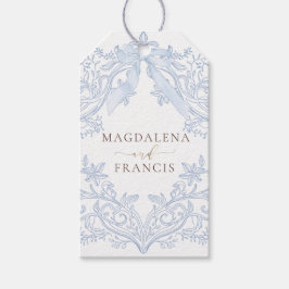 watercolor blue crest wedding favor tag geschenkanhänger