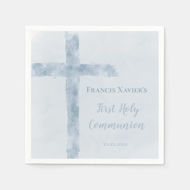 watercolor blue cross  First Communion  Serviette (Vorderseite)