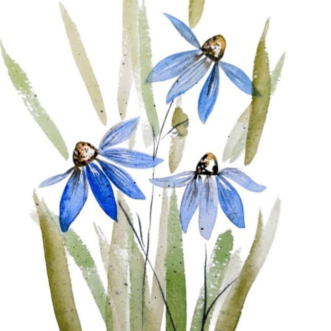 Watercolor Blue Daisis Grußkarte (Von Creator hochgeladen)