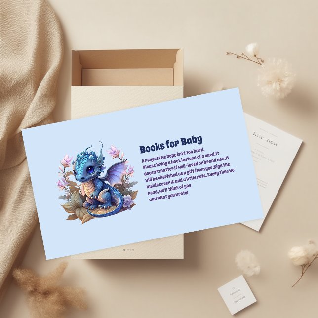 Watercolor Blue Dragon Baby Shower books for baby Begleitkarte (Von Creator hochgeladen)