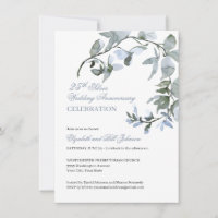Watercolor Blue Floral 25. Hochzeitstag