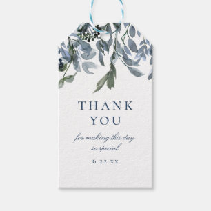 Watercolor Blue Floral bedankt sich Geschenkanhänger