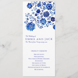 Watercolor Blue Floral Wedding Order of Ceremony Programm