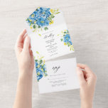 Watercolor Blue Flower Wedding Invitation All In One Einladung<br><div class="desc">Blue watercolor flower design. Full suite available https://www.zazzle.com/collections/blue_watercolor_blooms-119063783651127506</div>