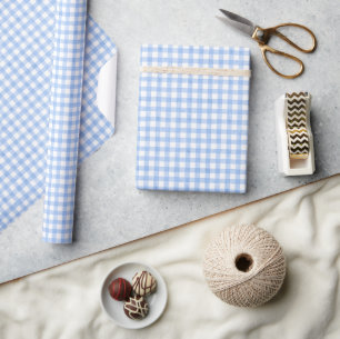 Watercolor Blue Gingham Geschenkpapier