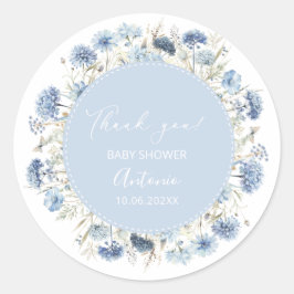 Watercolor Blue Girl Boy Babydusche Runder Aufkleber