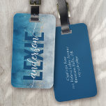 Watercolor Blue Gold Glitzer Calligraphy Gepäckanhänger<br><div class="desc">Mit diesem wunderschönen personalisierten Gepäckanhänger können Sie Ihr Gepäck aufstocken</div>