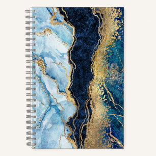 Watercolor Blue Gold MarbleNotebook Notizbuch