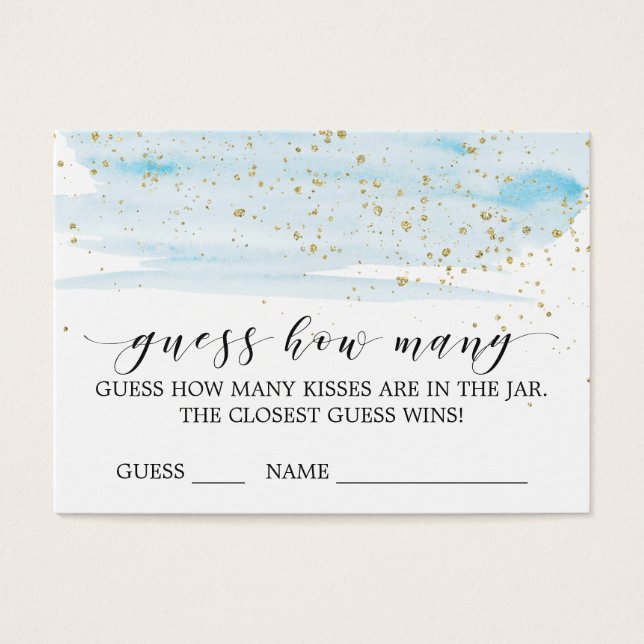 Watercolor Blue & Gold schätzen, wie viele Kisses  (Vorderseite)