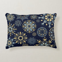 Watercolor Blue Gold Snowflakes Winter Weihnachten