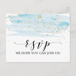 Watercolor Blue & Gold Song Request UAWG Postcard Einladungspostkarte