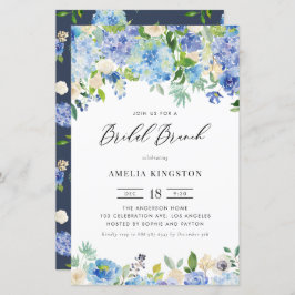 Watercolor Blue Hydrangea Bridal Brunch Einladung