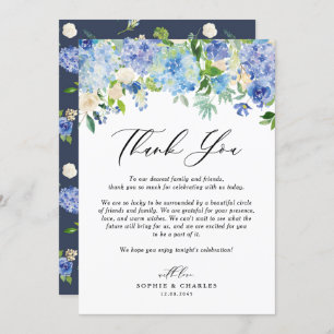 Watercolor Blue Hydrangea Garland Floral Wedding Dankeskarte