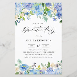 Watercolor Blue Hydrangea Graduation Party - Einla