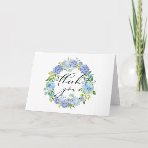 Watercolor Blue Hydrangeas Floral WreathVielen Dan Dankeskarte