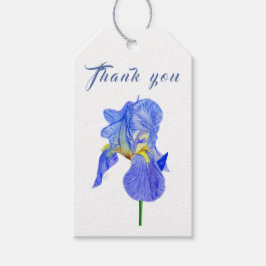 Watercolor Blue Iris Vielen Dank für Ihr Geschenk Geschenkanhänger