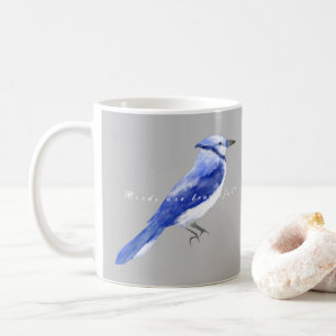 Watercolor Blue Jay Deep Marine blau gesättigt Kaffeetasse