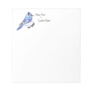 Watercolor Blue Jay News von Individuelle Name Bir Notizblock