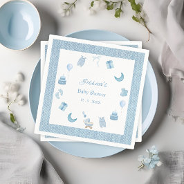 Watercolor Blue Jean Baby Denim Baby Shower Serviette