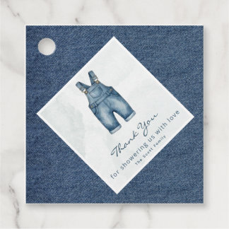 Watercolor Blue Jeans Baby Shower Denim Geschenkanhänger