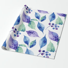 Watercolor blue leaves geschenkpapier