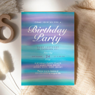 Watercolor Blue Lila Abend Sky Geburtstagsparty Einladung