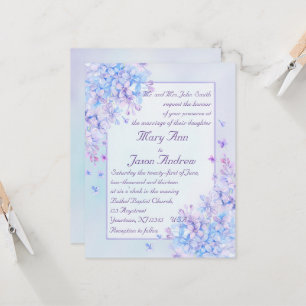 Watercolor Blue Lila Lilac Blume Hochzeit Einladun Einladung