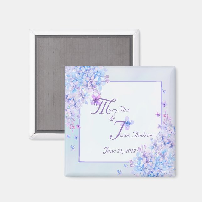 Watercolor Blue Lila Lilac Blume Magnet (Vorderseite/Rückseite)