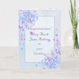 Watercolor Blue Lila Lilac Blume Wedding Card Karte